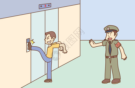 防火常识电梯使用安全插画