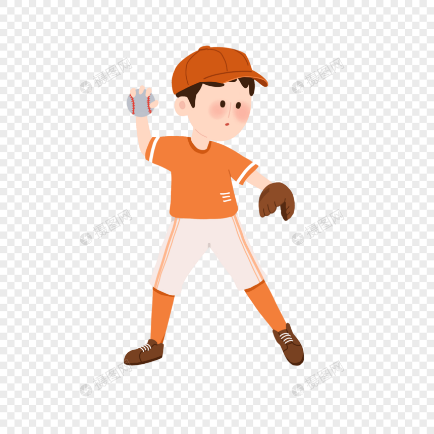 手绘运动会项目田径跑步卡通打棒球体育男孩图片