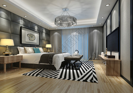 简约床品现代卧室效果图设计图片