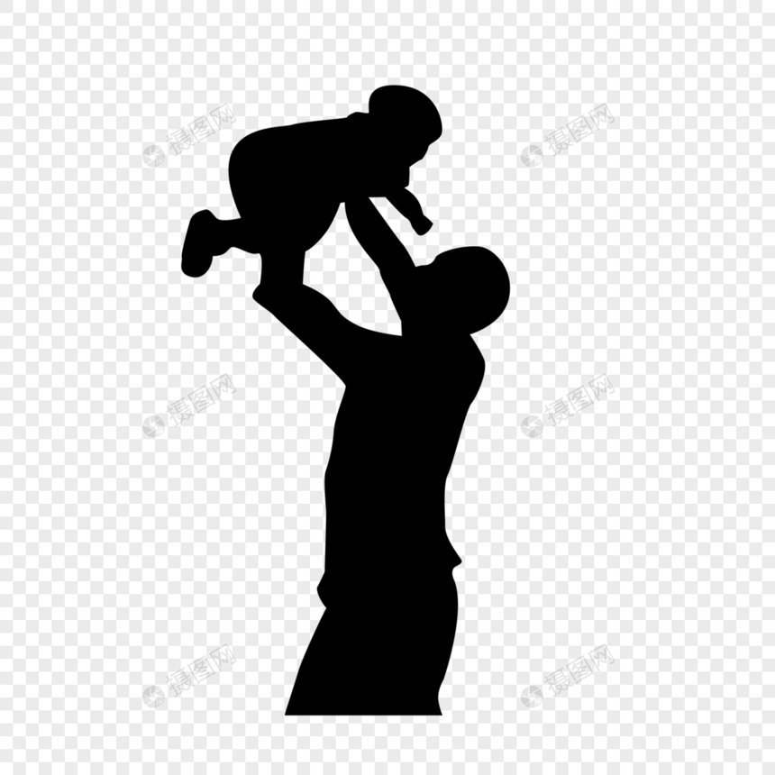 父亲节父亲抱起孩子剪影图片