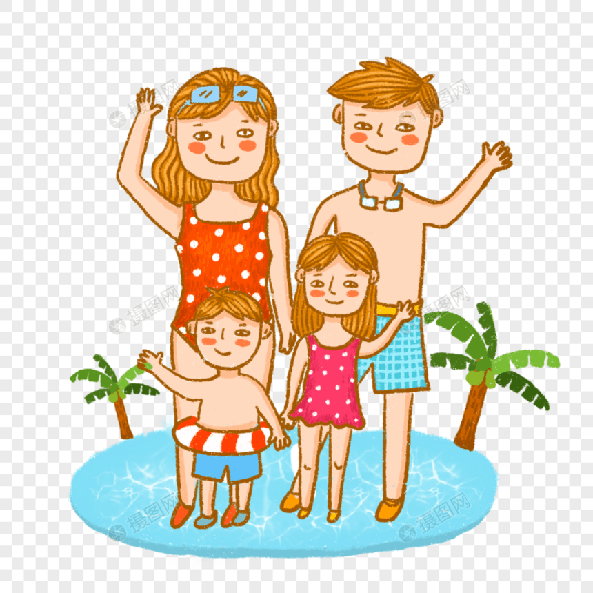 一家人去游泳图片