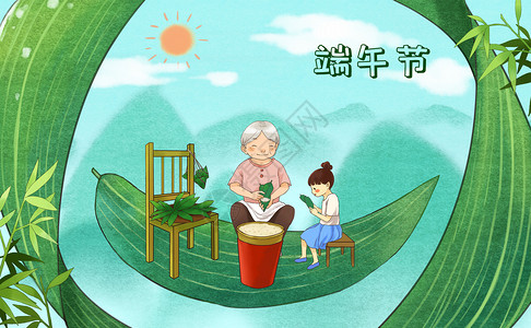 端午节麦叶上小孩高清图片