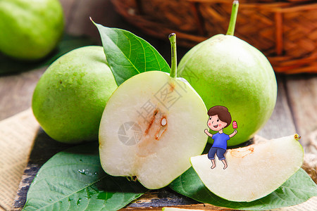 水果上的男孩坐在梨上的男孩插画