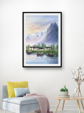 桂林山水风景桂林山水客厅装饰画模板