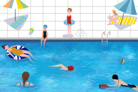 跳跃的人们夏日游泳gif动图高清图片