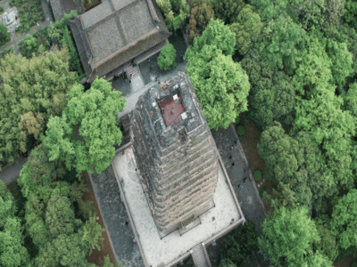 大乘佛教航拍旅游景区小雁塔GIF高清图片