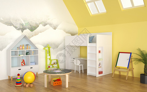 儿童卧室俯视图室内卧室儿童房设计图片
