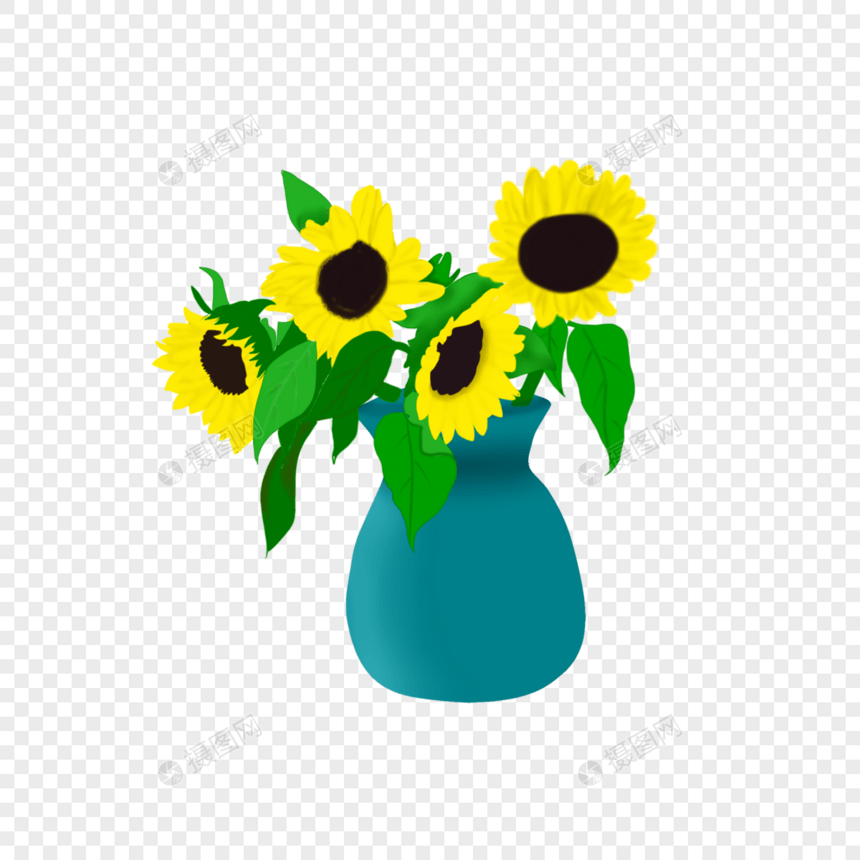 花瓶中的向日葵图片