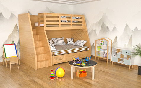 木床儿童房小场景设计图片