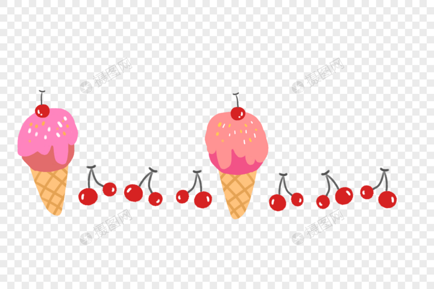 手绘卡通雪糕冰淇淋分割线图片