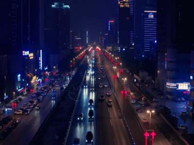 夜景立交桥都市交通夜景4K航拍GIF高清图片