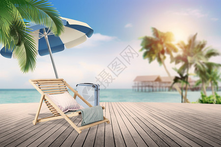 木甲板日光躺椅度假旅行设计图片