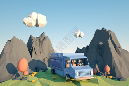 棉花糖白云运输车模型设计图片