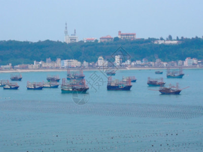海港城市海港港口停泊渔船GIF高清图片