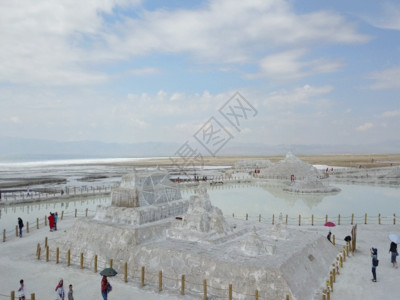 古罗马雕塑青海茶卡盐湖景区航拍GIF高清图片