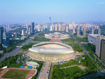 济南东站航拍城市生态环境GIF高清图片