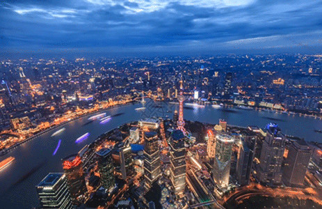 上海城市天际线上海陆家嘴金融外滩夜景gif动图高清图片
