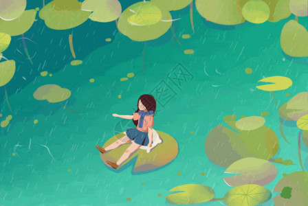女孩坐在秋千上雨水gif动图高清图片