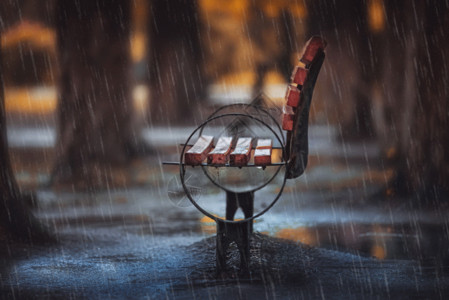 披萨背景图下雨公园gif高清图片