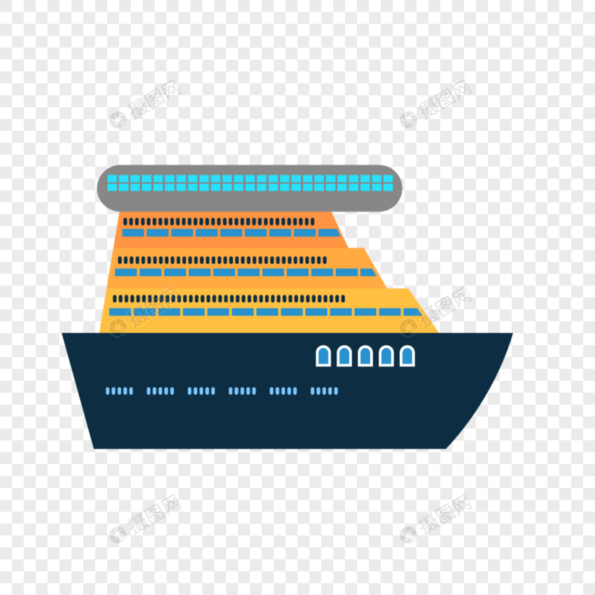 矢量邮轮船只扁平素材图片