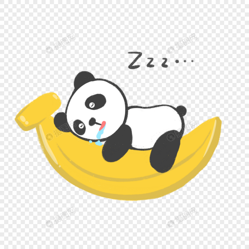 在香蕉上睡觉的熊猫图片