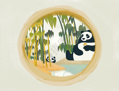 夏天熊猫背景图片