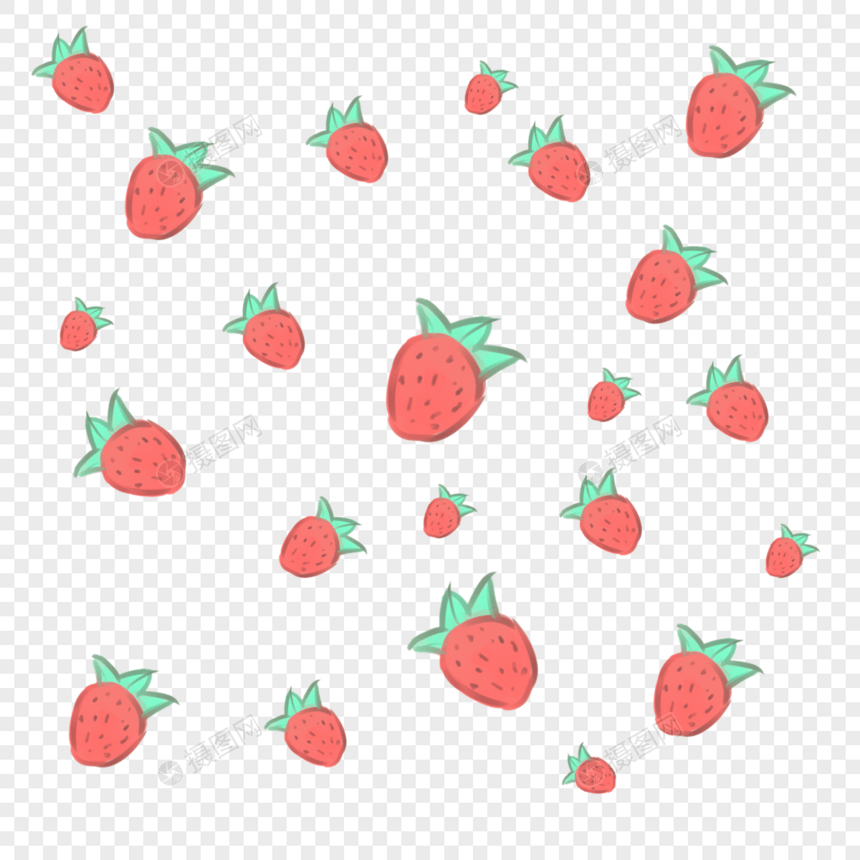 草莓漂浮元素图片