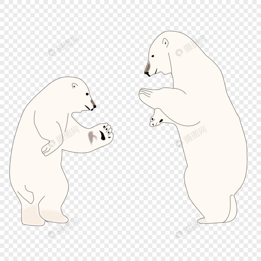 卡通手绘可爱动物跳舞的北极熊图片