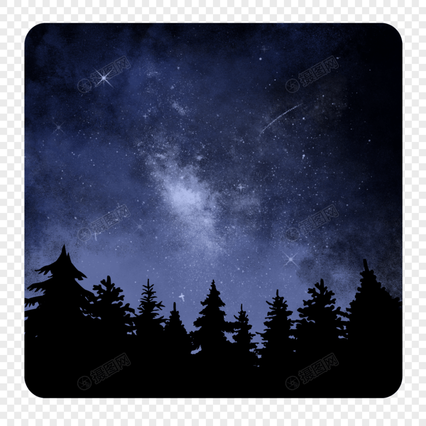 夏夜星空风景矢量素材图片