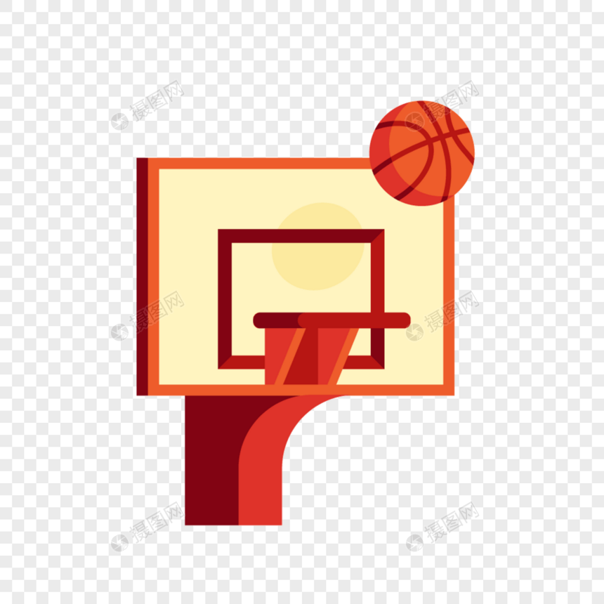 桔色篮球和篮球架图片