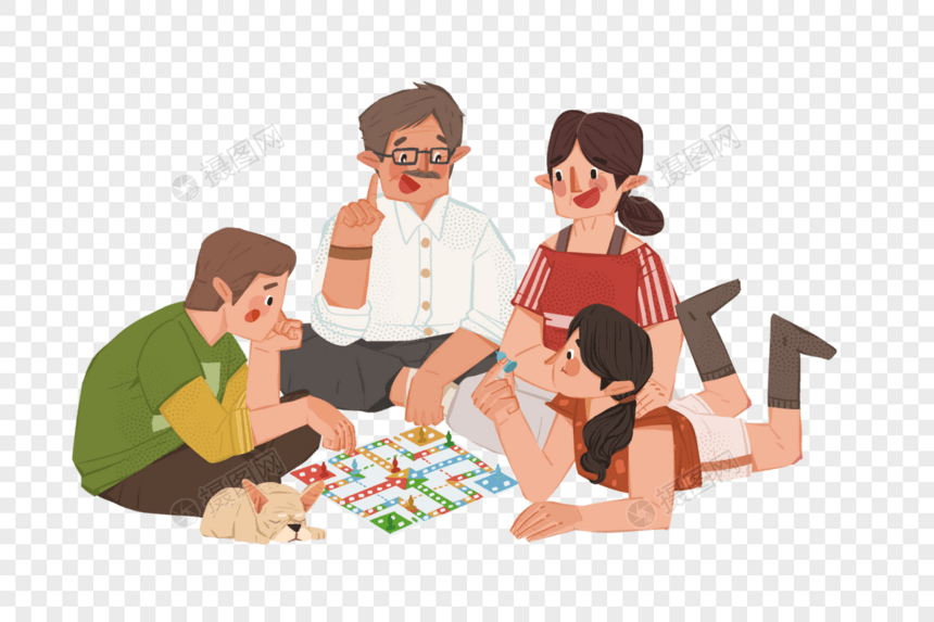 玩游戏的一家人图片