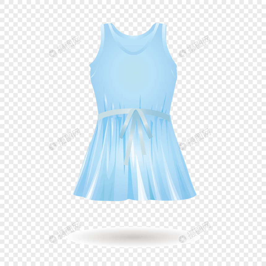 AI矢量图女人衣装晚装裙子薄纱蓝色裙子图片