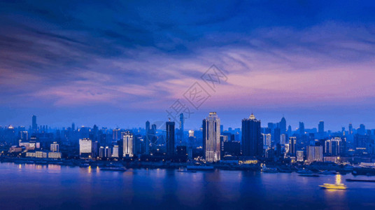 城市发展背景湖北武汉长江晚霞gif高清图片