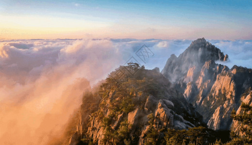 天空山峰日出云海黄山风光美景gif高清图片