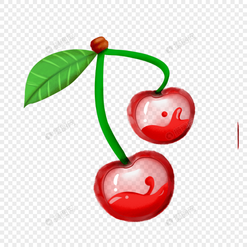 夏季水果樱桃饮品创意手绘图片