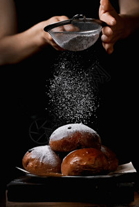 手面粉暗调烘焙豆沙包gif高清图片