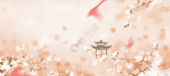 中式的凉亭古风插画gif动图高清图片