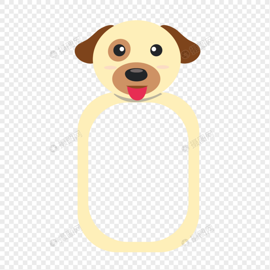 AI矢量图可爱卡通动物边框黄色小狗边框图片