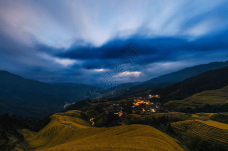 浙江丽水云和梯田风景龙脊夜色gif高清图片