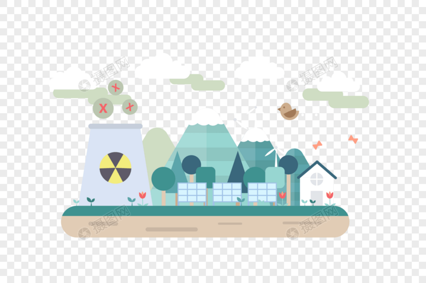 排放有毒气体的工厂矢量环保素材图片