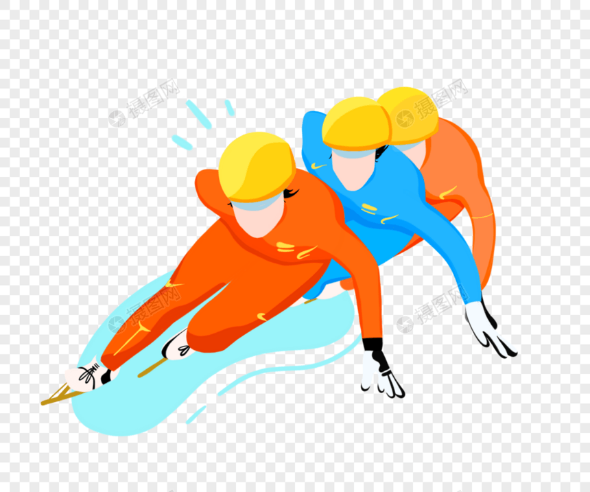 滑冰比赛的运动员图片