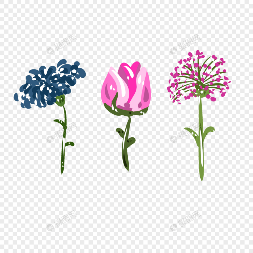 手绘粉色菊花花卉元素图片