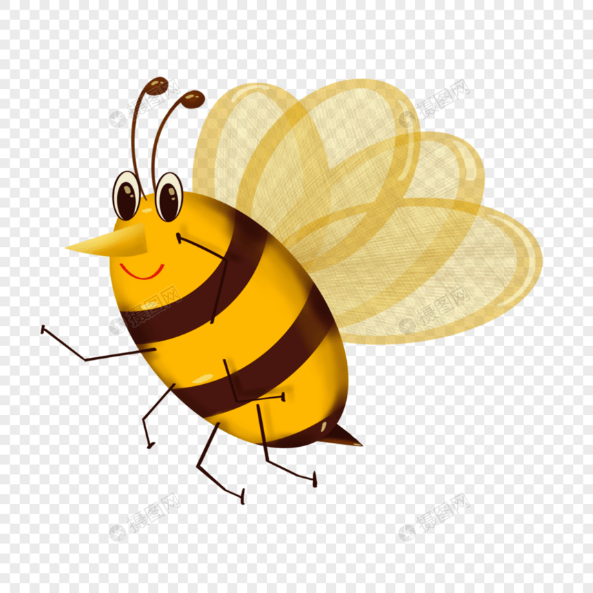 手绘卡通昆虫小蜜蜂侧面图片