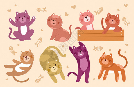 黑河野生动物园可爱猫咪插画插画