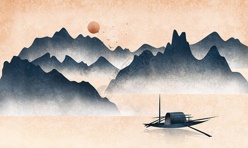 中国风山水画图片素材