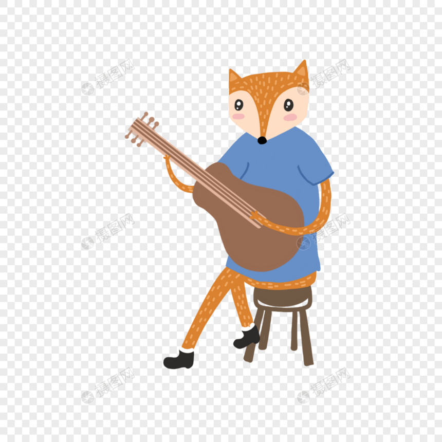 弹吉他的小狐狸图片