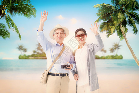 海边度假男人老年旅行设计图片