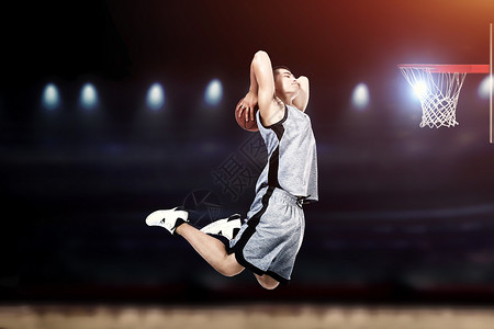 漫画篮球运动员跳跃灌篮设计图片