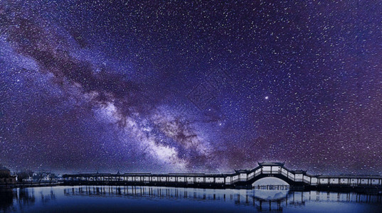 唯美桥旅游胜地美丽的星空风光gif高清图片