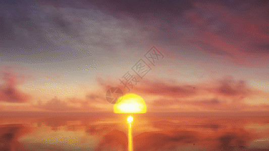 喀纳斯晨光海面日出倒影gif高清图片